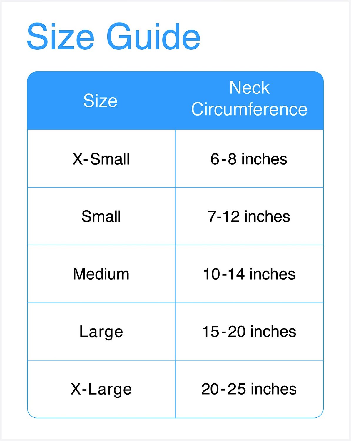E Collar Size Chart