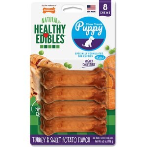 Nylabone Healthy Edibles Puppy Turkey & Sweet Potato Flavor Dog Bone Treats, 8 count