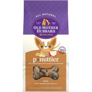 Old Mother Hubbard Classic P-Nuttier Biscuits Baked Dog Treats, Mini, 5-oz bag