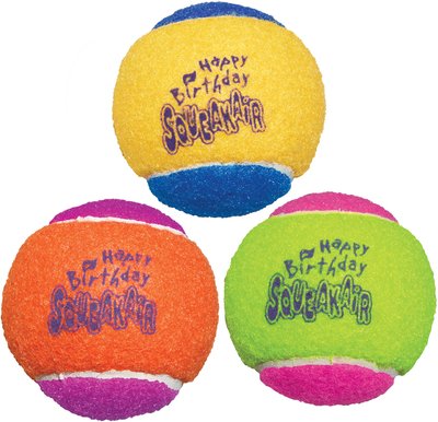 KONG Occasions Birthday Balls Dog Squeaky Toy Pack Of 2 
