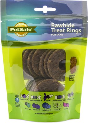 Busy Buddy Natural Rawhide Peanut Butter Rings Dog Treats, slide 1 of 1