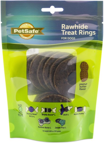 Busy Buddy Natural Rawhide Peanut Butter Rings Dog Treats, Size C slide 1 of 9