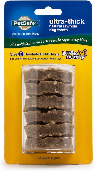 Busy Buddy Ultra-Thick Natural Rawhide Rings Dog Treats, Size E slide 1 of 9