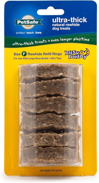 Busy Buddy Ultra-Thick Natural Rawhide Rings Dog Treats, Size F slide 1 of 9