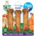 Nylabone Healthy Edibles Puppy Turkey & Sweet Potato Flavor Small Dog Bone Treats, 3 count