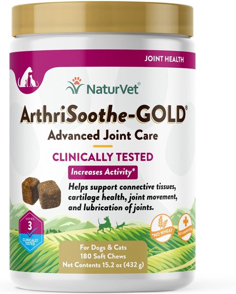 NaturVet Advanced Care ArthriSoothe-GOLD Soft Chews Joint Supplement for Cats & Dogs, 180 count slide 1 of 6