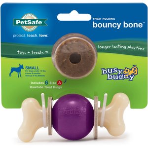 Busy Buddy Bouncy Bone Treat Dispenser Tough Dog Chew Toy, Small
