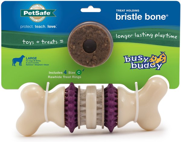 Busy Buddy Bristle Bone Treat Dispenser Tough Dog Chew Toy, Large slide 1 of 10