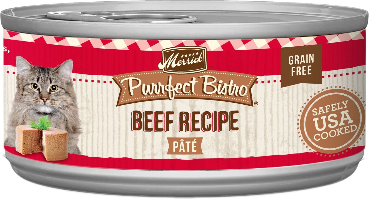 MERRICK Purrfect Bistro Beef Pate GrainFree Canned Cat Food, 5.5oz