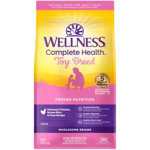 Wellness Toy Breed Complete Health Adult Deboned Chicken, Brown Rice & Peas Recipe Dry Dog Food, 4-lb bag