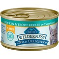 Blue Buffalo Wilderness Wild Delights Flaked Chicken & Trout Grain-Free Canned Cat Food, 3-oz, case of 24