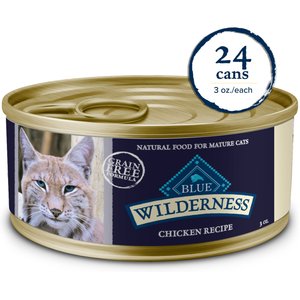 Blue Buffalo Wilderness Mature Chicken Recipe Grain-Free Canned Cat Food, 3-oz, case of 24