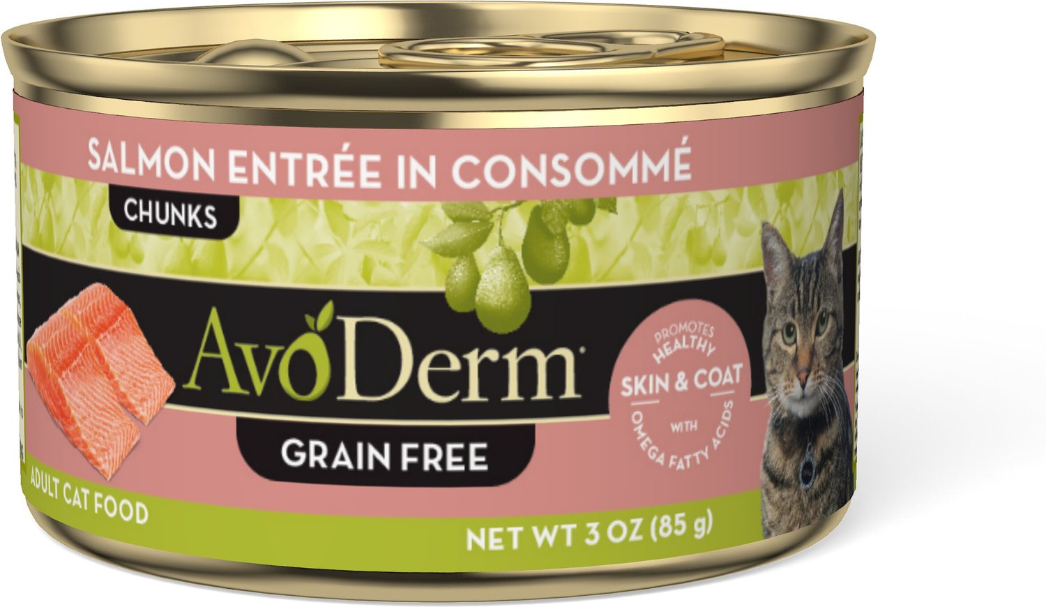 AVODERM GrainFree Salmon Entree Salmon Consomme Canned Cat Food, 3oz