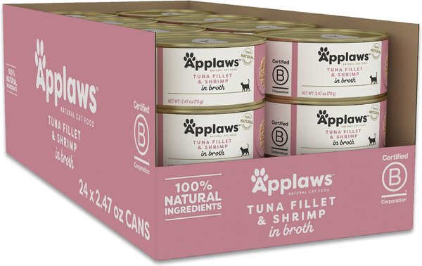 Applaws Tuna Fillet with Prawn Canned Cat Food, 2.47-oz, case of 24 slide 1 of 7