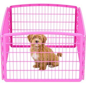 IRIS 4-Panel Plastic Exercise Dog Playpen, Pink