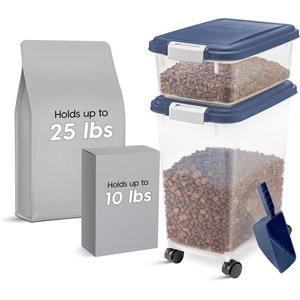 IRIS Airtight Food Storage Container & Scoop Combo, Navy/Gray
