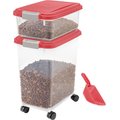 IRIS Airtight Food Storage Container & Scoop Combo, Garnet Red/Gray