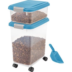 IRIS Airtight Food Storage Container & Scoop Combo, Blue Moon/Gray