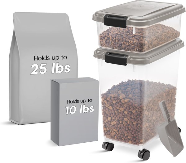 IRIS Airtight Food Storage Container & Scoop Combo, Chrome/Black slide 1 of 7