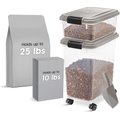 IRIS Airtight Food Storage Container & Scoop Combo, Chrome/Black