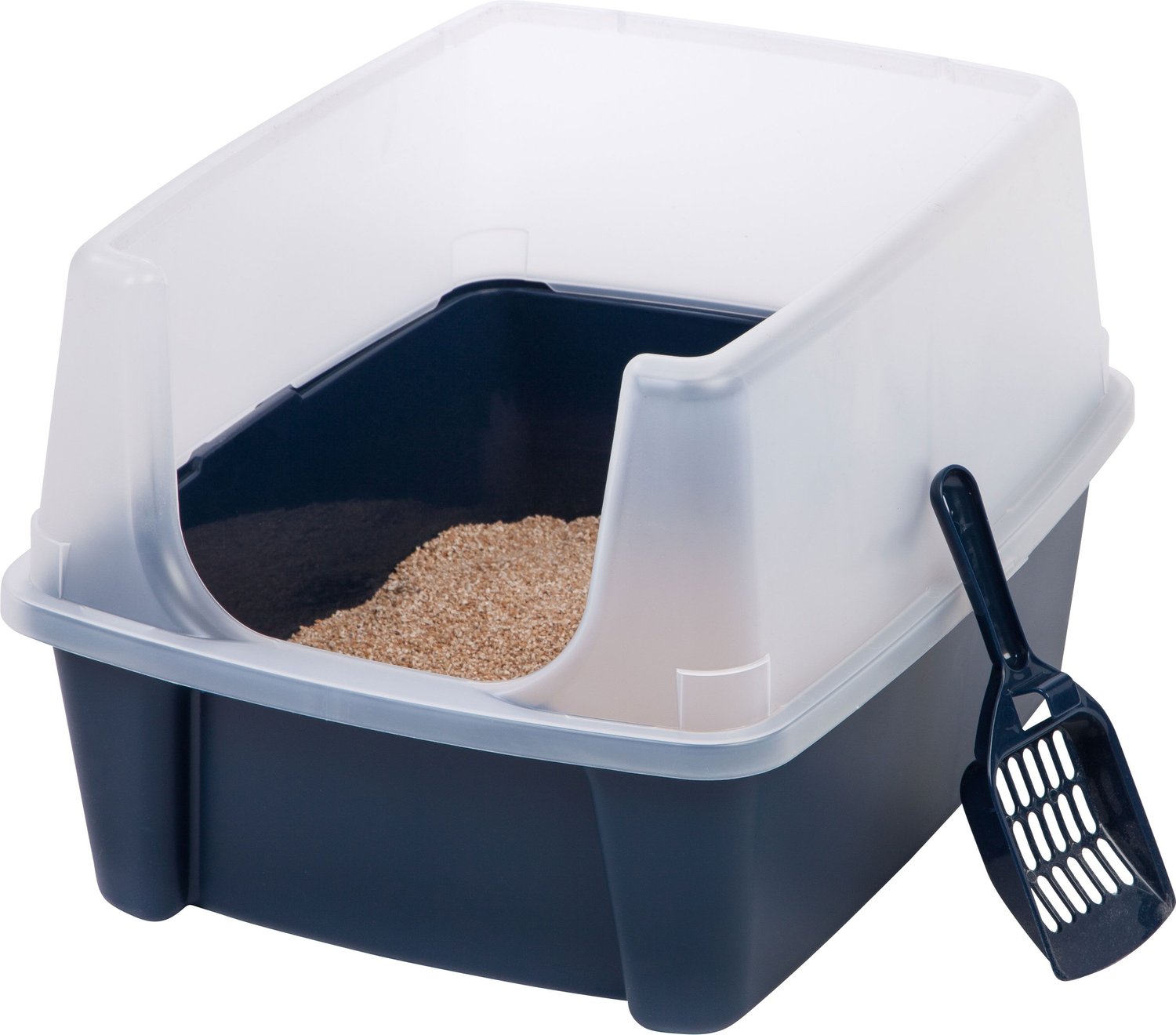 Clean Pet Cat Kitty Open Top Large Cats Litter Box With Shield And Scoop Black