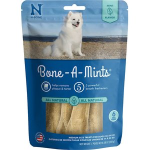 N-Bone Bone-A-Mints Mint Flavored Medium Dental Dog Treats, 6 count
