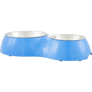 Dogit Double Diner Stainless Steel Dog Bowls, Blue, 5.4-cup