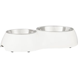 Dogit Double Diner Stainless Steel Dog Bowls, White, 5.4-cup
