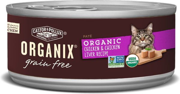 Castor & Pollux Organix Grain-Free Organic Chicken & Chicken Liver Recipe All Life Stages Canned Cat Food, 5.5-oz, case of 24 slide 1 of 5