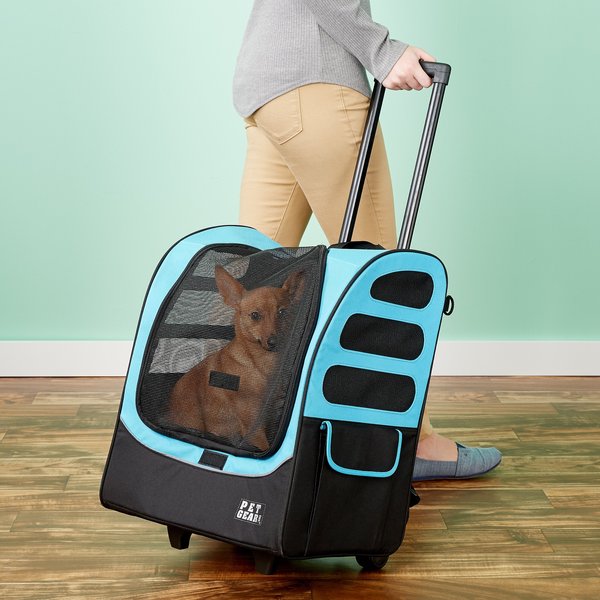 Pet Gear I-GO Plus Traveler Dog & Cat Backpack & Rolling Carrier, Ocean Blue slide 1 of 9