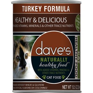 Dave's Pet Food Naturally Healthy Grain-Free Turkey Formula Canned Cat Food, 12.5-oz, case of 12