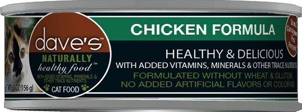 Dave's Pet Food Naturally Healthy Grain-Free Chicken Formula Canned Cat Food, 5.5-oz, case of 24 slide 1 of 4