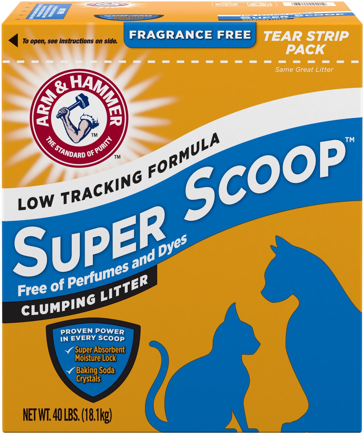 ARM & HAMMER LITTER Super Scoop Unscented Clumping Clay Cat Litter, 40