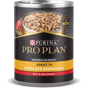 Purina Pro Plan Focus Adult 7+ Beef & Rice Entree Morsels in Gravy Canned Dog Food, 13-oz, case of 12