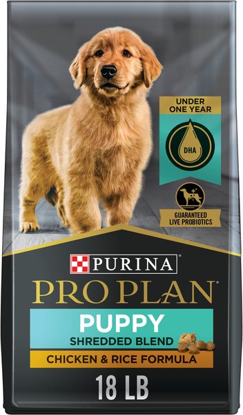 Purina Pro Plan Puppy Shredded Blend Chicken & Rice Formula with Probiotics Dry Dog Food, 18-lb bag slide 1 of 10