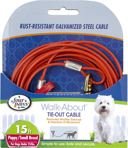 Four Paws Puppy Tie Out Cable, Orange, 15-ft slide 1 of 9