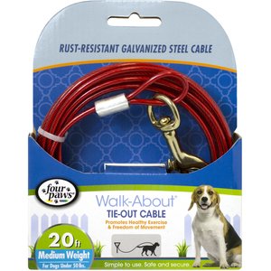 Four Paws Medium Weight Tie Out Cable, 20-ft