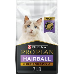 Purina Pro Plan Adult Hairball Chicken & Rice Formula Dry Cat Food, 7-lb bag