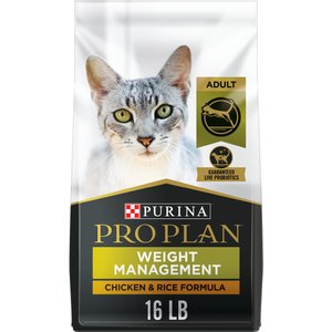 Purina Pro Plan Adult Weight Management Chicken & Rice Formula Dry Cat Food, 16-lb bag