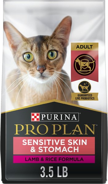 Purina Pro Plan Adult Sensitive Skin & Stomach Lamb & Rice Formula Dry Cat Food, 3.5-lb bag slide 1 of 11
