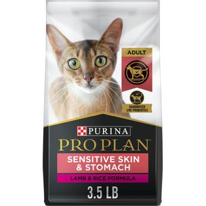 Purina Pro Plan Adult Sensitive Skin & Stomach Lamb & Rice Formula Dry Cat Food, 3.5-lb bag