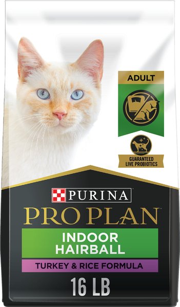 Purina Pro Plan Adult Indoor Hairball Management Turkey & Rice Formula Dry Cat Food, 16-lb bag slide 1 of 11