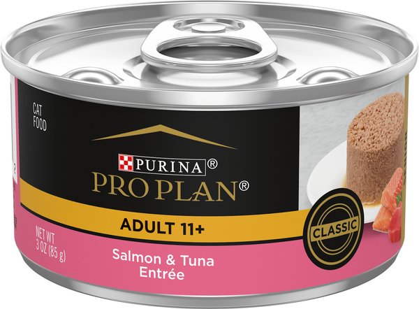 Purina Pro Plan Focus Adult 11+ Classic Salmon & Tuna Entree Canned Cat Food, 3-oz, case of 24 slide 1 of 8