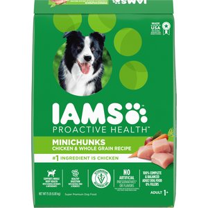 Iams Adult MiniChunks Small Kibble High Protein Dry Dog Food, 15-lb bag