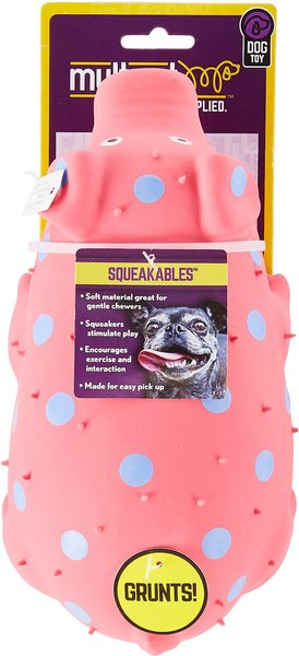 Multipet Latex Polka Dot Globlet Squeaky Pig Dog Toy, Color Varies, 9-in slide 1 of 4