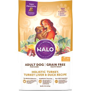 Halo Holistic Healthy Weight Grain-Free Turkey, Turkey Liver & Duck Recipe Dry Dog Food, 14-lb bag