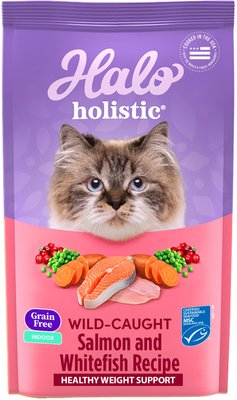 Halo Holistic Wild Salmon & Whitefish Recipe Grain-Free Healthy Weight Indoor Cat Dry Cat Food, slide 1 of 1