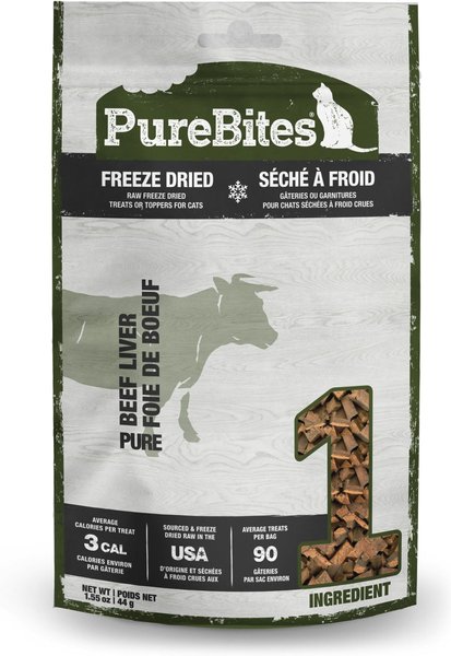 PureBites Beef Liver Freeze-Dried Raw Cat Treats, 1.55-oz bag slide 1 of 10