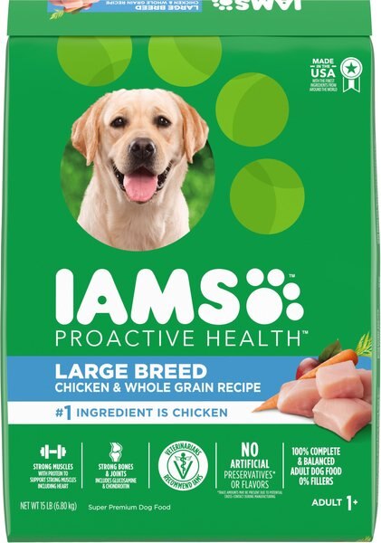 Iams Adult Large Breed Real Chicken High Protein Dry Dog Food, 15-lb bag slide 1 of 10