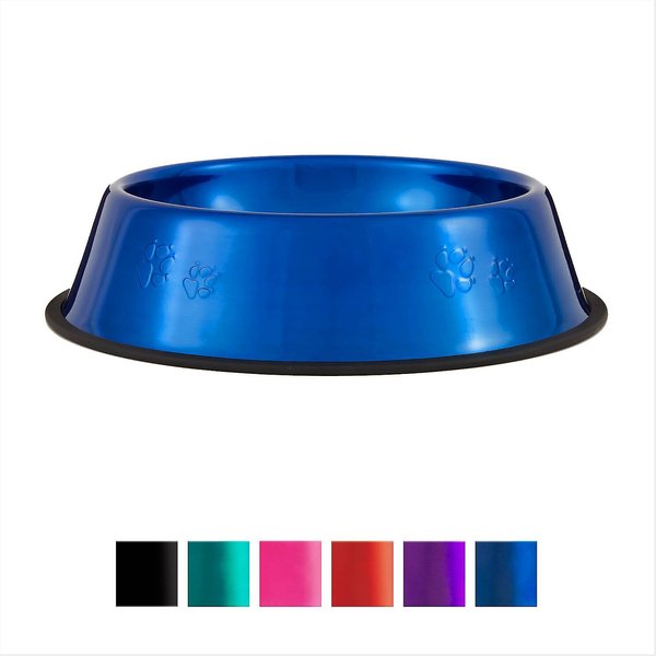 Platinum Pets Non-Skid Stainless Steel Embossed Dog & Cat Bowl, Sapphire Blue, 10-cup slide 1 of 7
